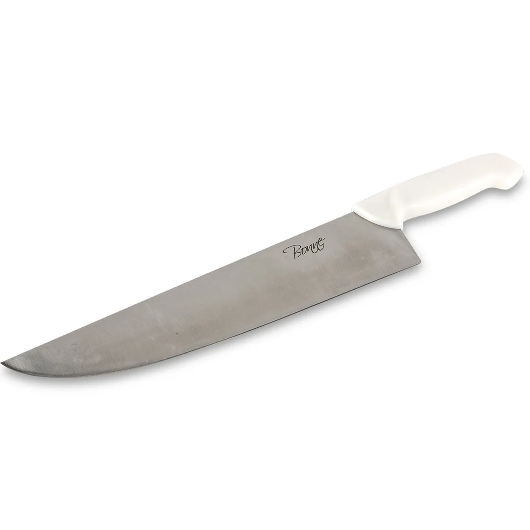 Concasse MCCCAR08 Butcher Knife – 8" Blade, White Plastic Handle, Heavy‑Duty Steel Construction