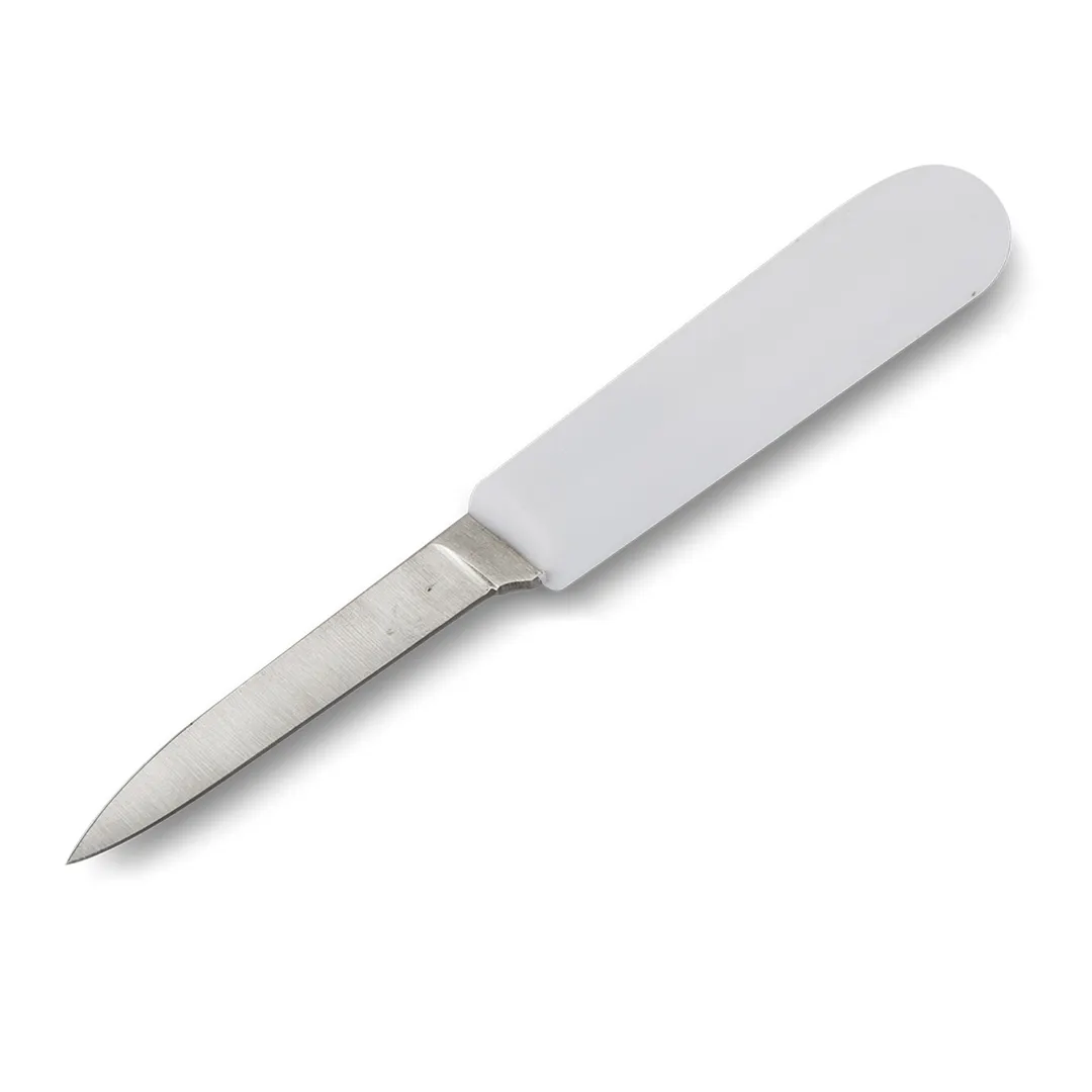 Concasse MCCMON03R Paring Knife, 3" Blade, White Handle, Stainless Steel, Stamped, Clip Point
