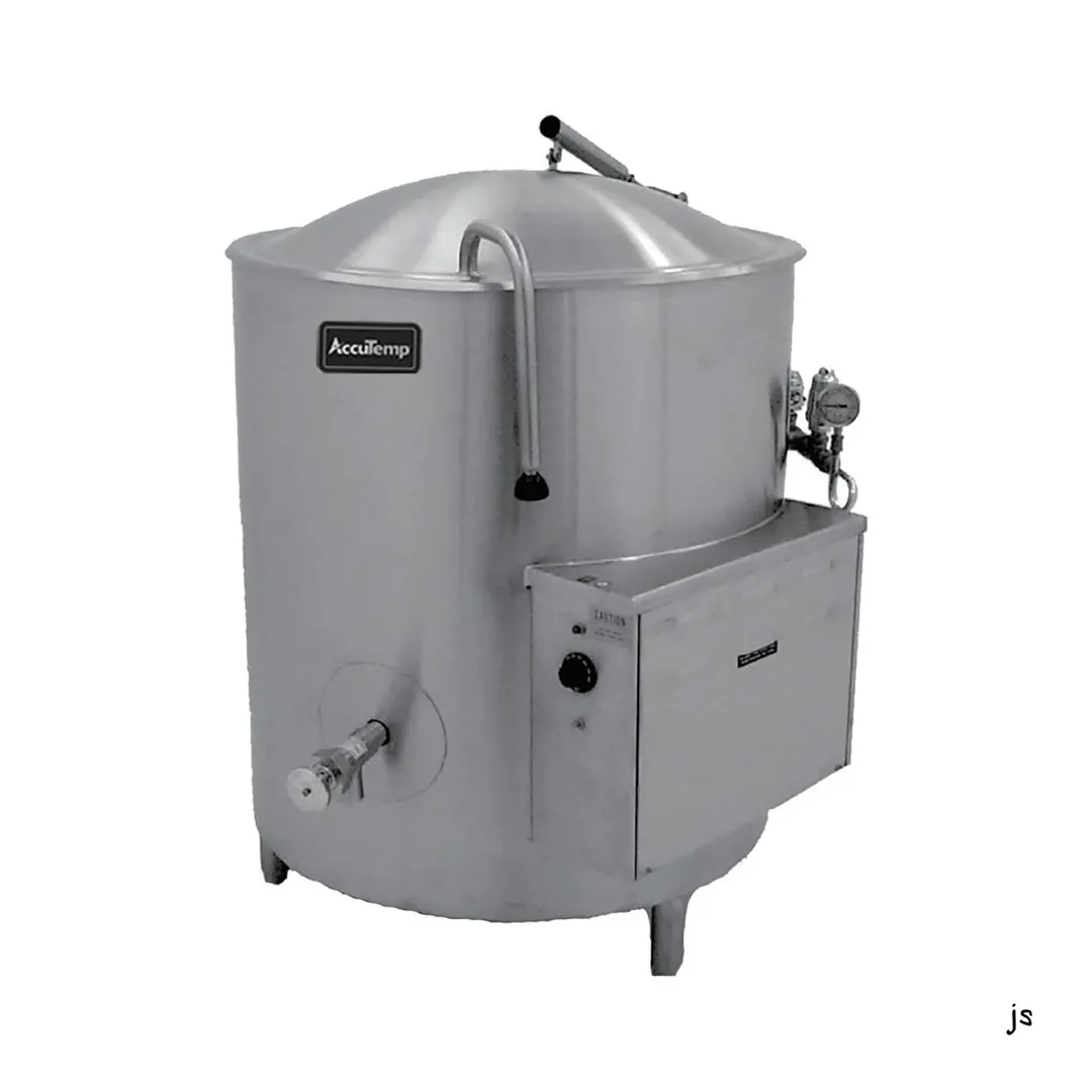 AccuTemp ALHEC-30 30 Gallon Floor Stationary 2/3 Steam Jacketed Electric Kettle w/ Leg Mounted Base