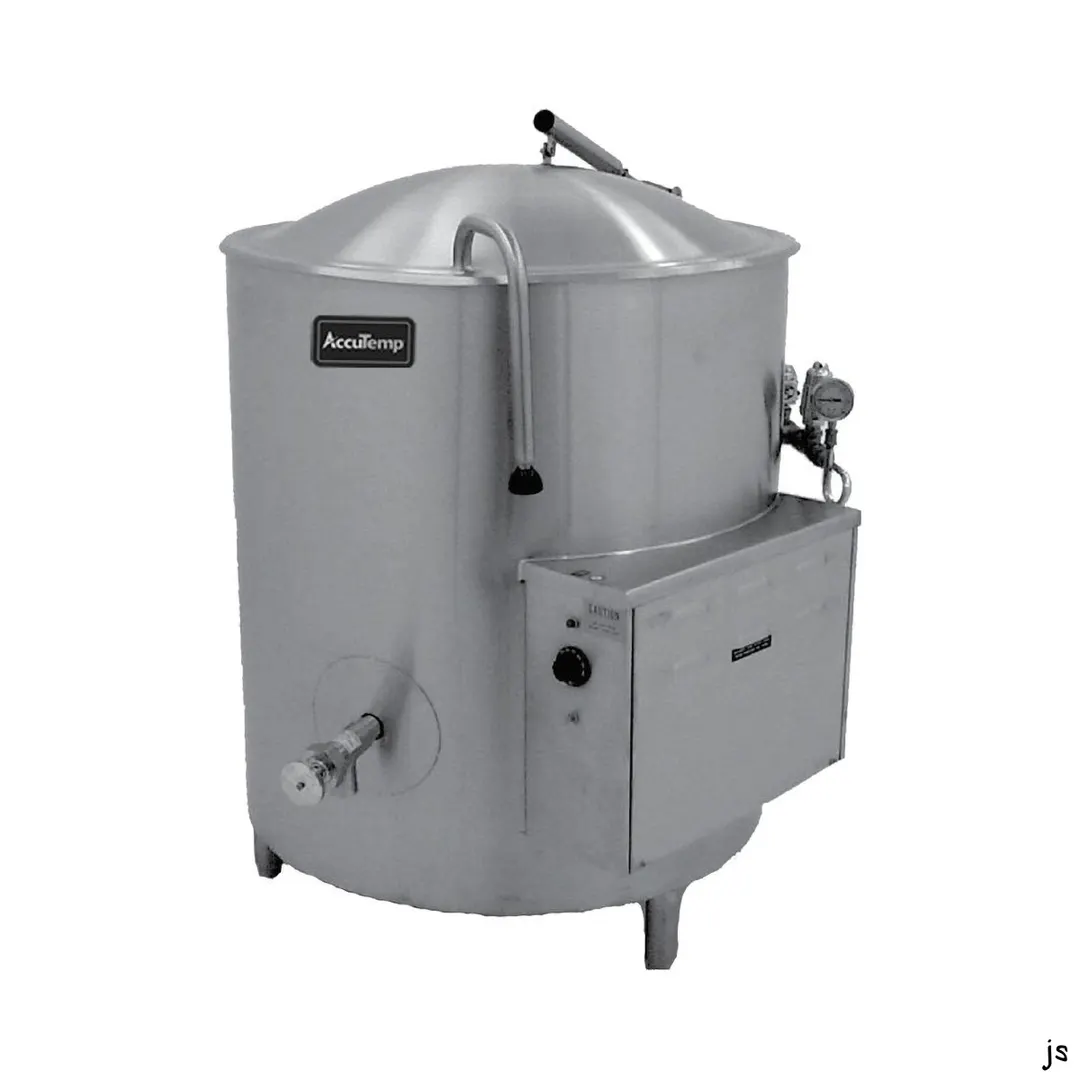 AccuTemp ALHEC-60 60 Gallon Floor Stationary 2/3 Steam Jacketed Electric Kettle w/ Leg Mounted Base