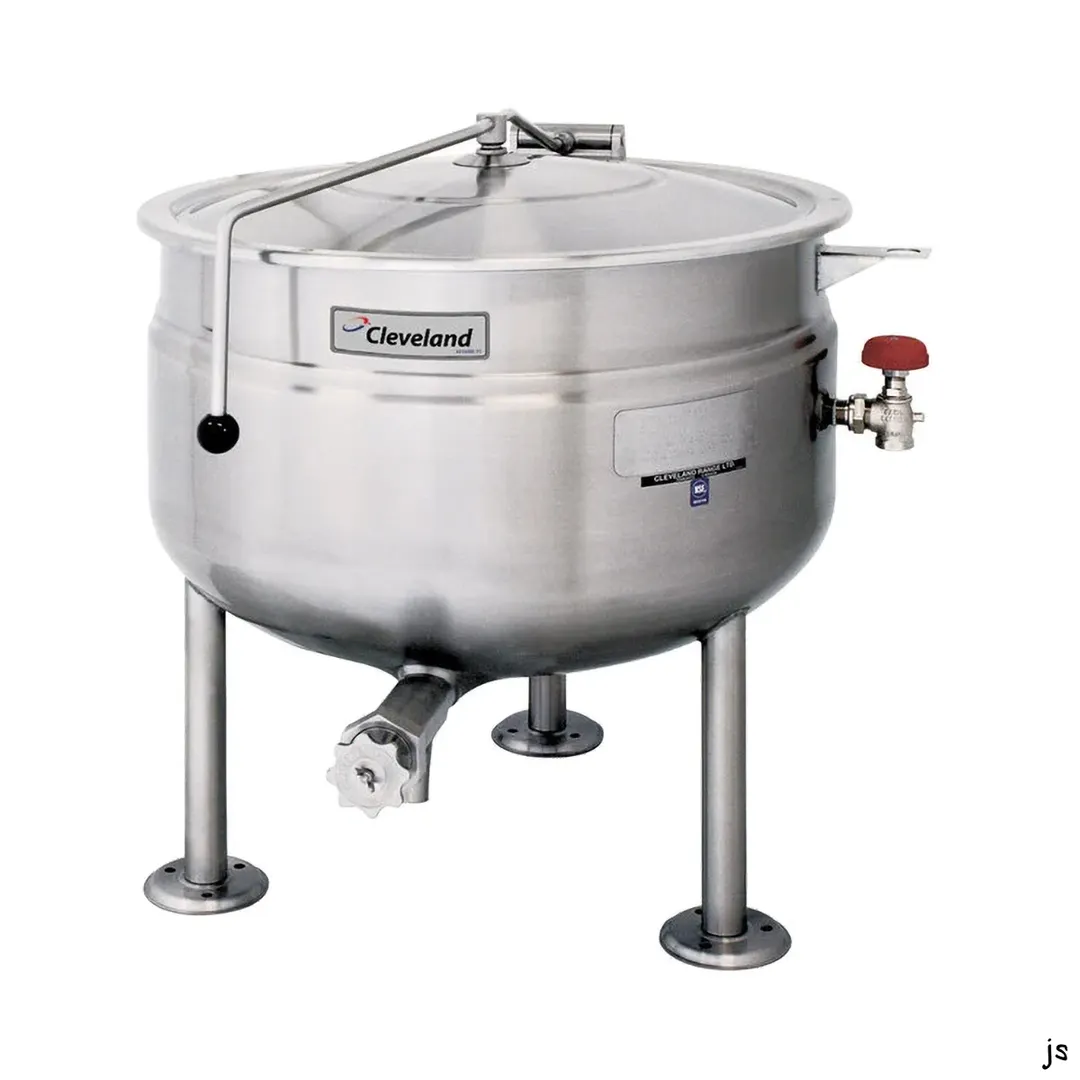 Cleveland KDL80SH 80 Gallon Floor Stationary Full Steam Jacketed Direct Steam Kettle w/ Tri-Leg Base