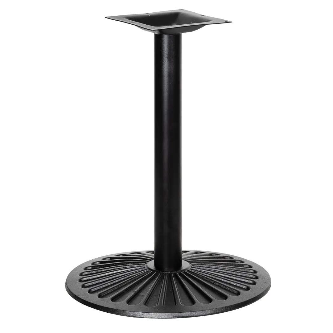 G & A DF22 Cast Iron Restaurant Table Base, 22" Dia. Scalloped Round Base, 3" Column, Black Finish, Dining Height with Spider & Adjustable Glides