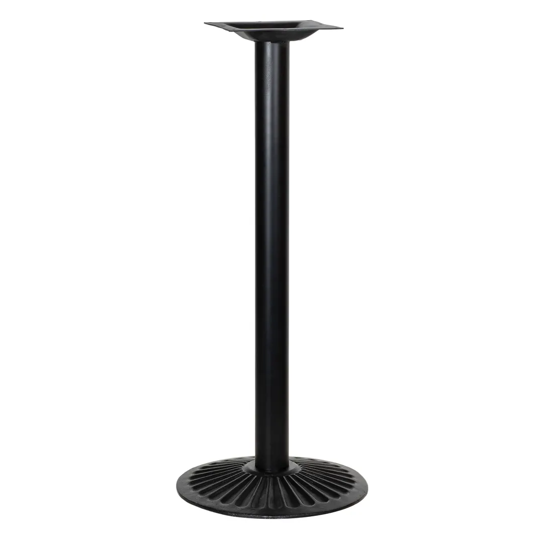 G & A DFH22 DF Series Cast Iron Restaurant Table Base, 22" Diameter Round Scalloped Base, 3" Column, Bar Height, Black Finish with Spider & Adjustable Floor Glides