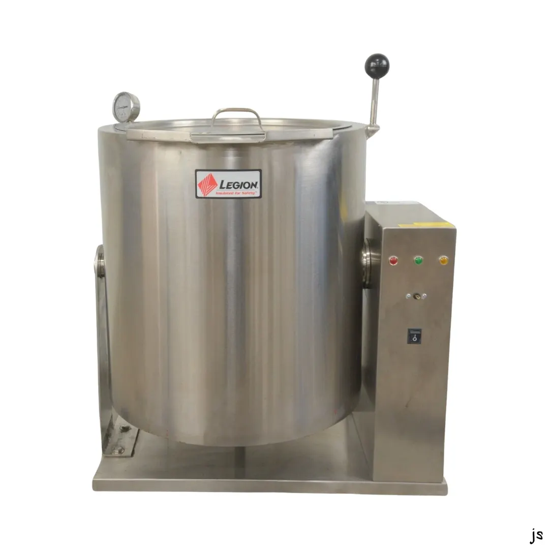 Legion TEH-40 10 Gallon Countertop Tilting Full Steam Jacketed Electric Kettle w/ Right Support Console