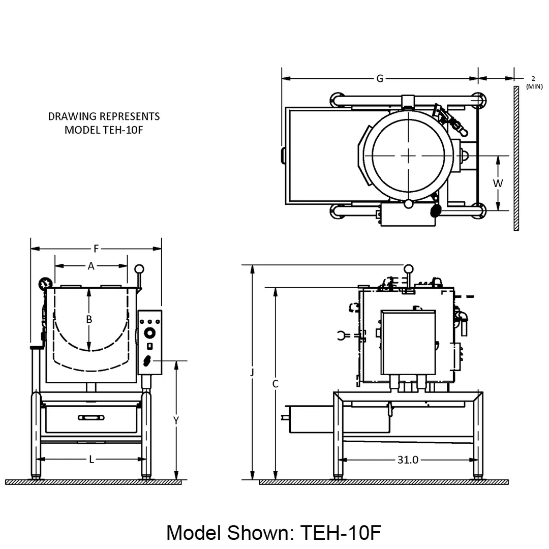 Legion TEH-5F 5 Gallon Floor Tilting Full Steam Jacketed Electric Kettle w/ Quad-Leg Base