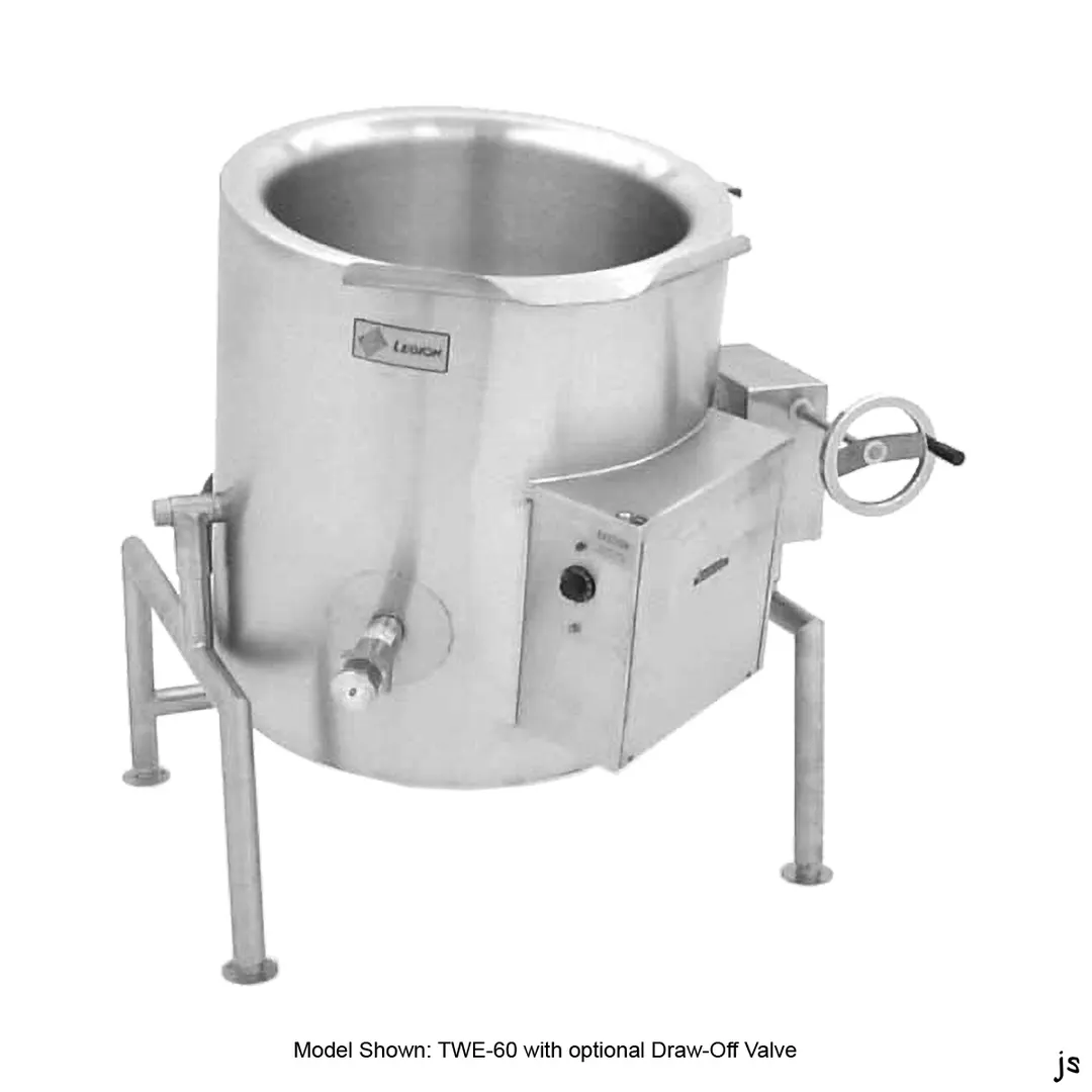 Legion TWE-30 30 Gallon Floor Tilting 2/3 Steam Jacketed Electric Kettle, Quad-Leg Base, 24.0kW