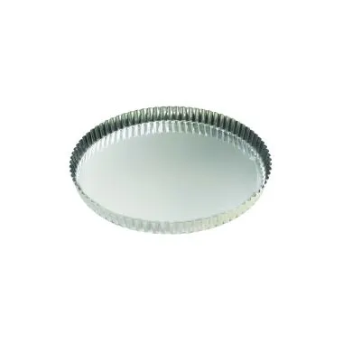 Louis Tellier 126320 Tart Mold – 7-7/8" x 1-1/8" Round Fluted Steel, Coated, 6"-9" Size