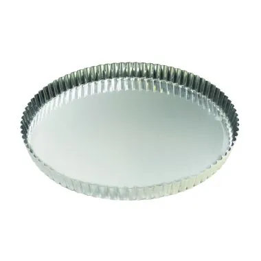 Louis Tellier 126340 Tart Mold – 11" Round Fluted Pan, Fixed Bottom, Tinplate Steel, Coated, 10-11"
