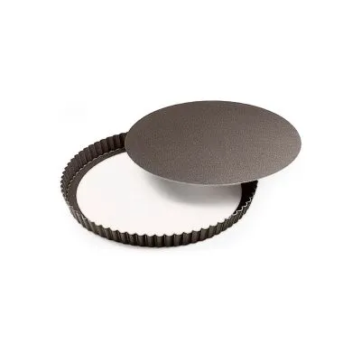 Louis Tellier 226620 Tart Pan, 7.87" Diameter x 1.37" Height, Round Fluted Loose Bottom Baking Pan