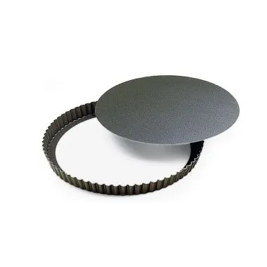 Louis Tellier 226622 Tart Pan, 8.66" Diameter x 1.37" Height, Round Fluted Loose Bottom Baking Pan