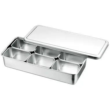 Louis Tellier N4412 - Japanese Mini Bento Box Set, 6 Bins, Rectangular, 18/8 Stainless Steel