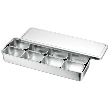 Louis Tellier N4413 Bento Sushi Box – Japanese Mini 8‑Bin Stainless Steel Rectangular Set