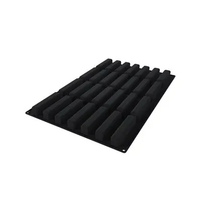 Louis Tellier SQ083 Stripe Éclair Mold, 5.1" x 1.1" H 3.21 Oz., Silicone Uncoated Baking Pastry Mold