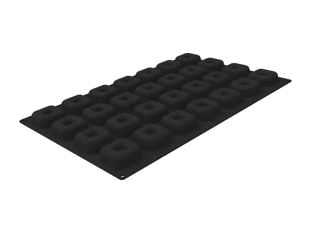 Louis Tellier SQ090 Square Savarin Mold, 3.04 Oz, 2.67" Dia × 1" H, Silicone, Uncoated