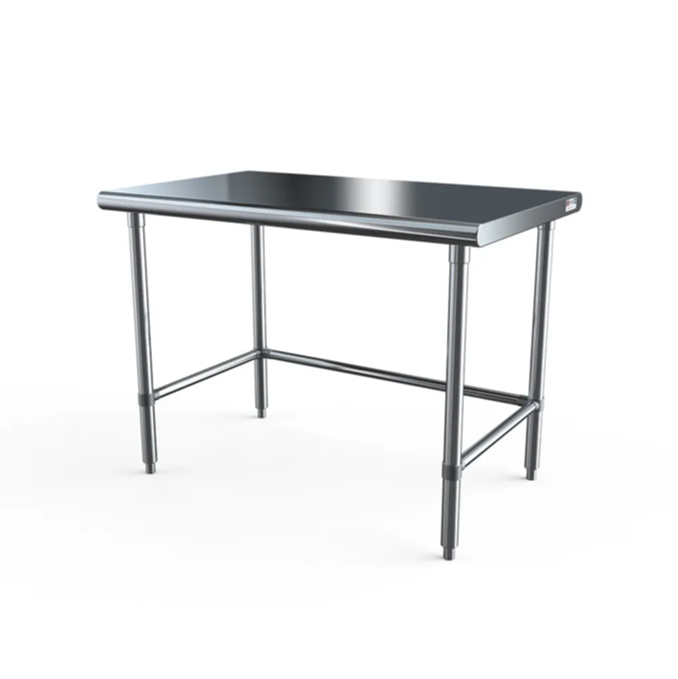 NBR Equipment TS6-4830-X 48" Open Base Work Table with Side & Rear Crossrails, 16 Gauge Flat Top