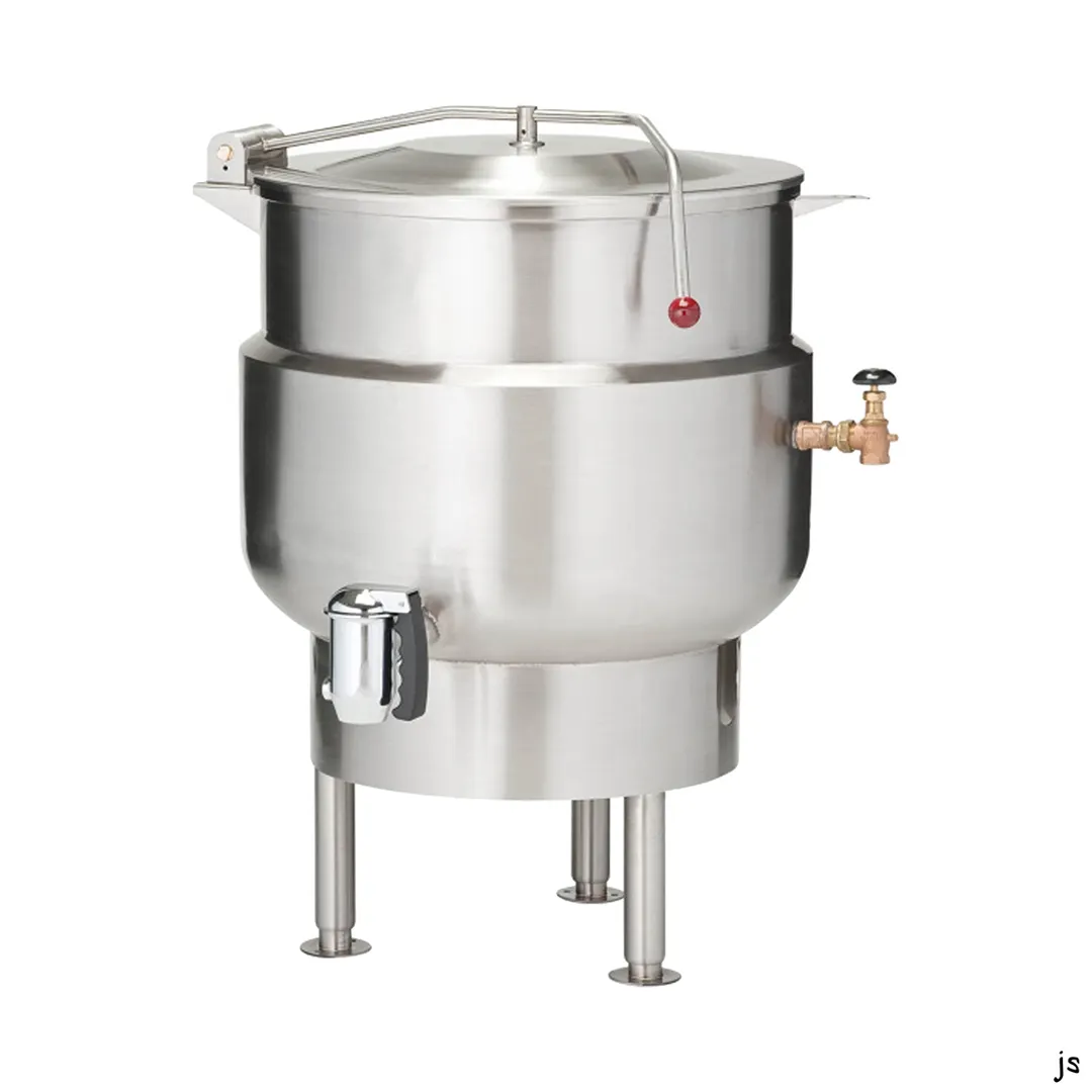 Vulcan K40DLT 40 Gallon Floor Tilting 2/3 Steam Jacketed Direct Steam Kettle w/ Tri-Leg Base