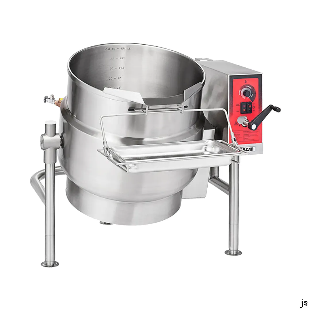 Vulcan K40ELT 40 Gallon Floor Tilting 2/3 Steam Jacketed Electric Kettle w/ Tri-Leg Base