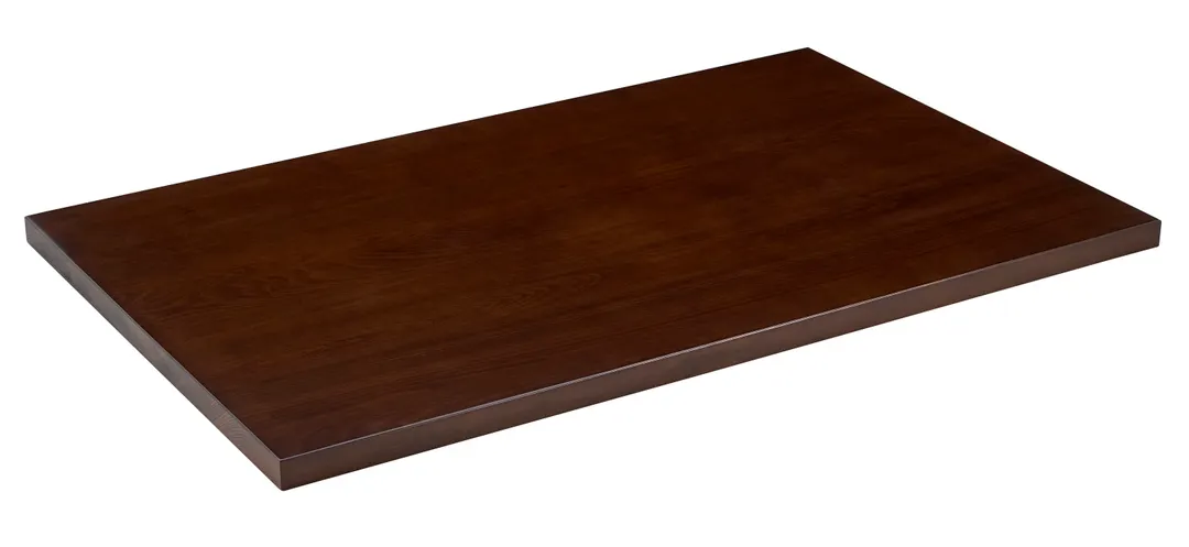 ATS W3072-DW - Rectangular Table Top, 30" x 72", 1.5" Thick Beech Wood, Dark Walnut Finish, Dual 1/8" Metal Bars