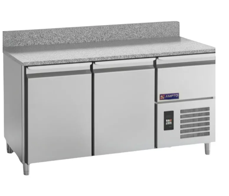 AMPTO MPP-2BS 61-72" 2-Door Refrigerated Pizza Prep Table , Granite Top, 12 cu. ft.