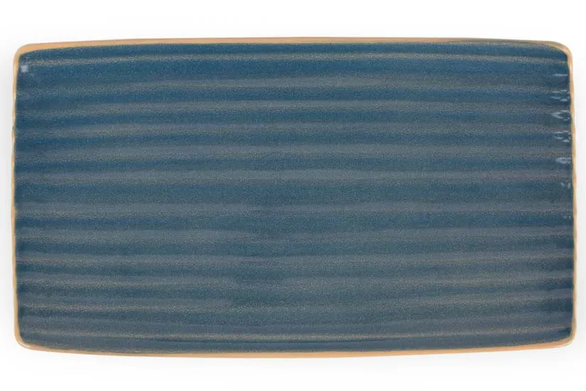 Ariane Porcelain AARARNA87011002 - 14 1/6" x 7 7/8" Reactive Sapphire Porcelain Rectangle Platter, 6/Case