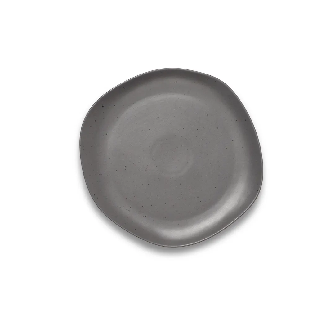 Ariane Porcelain AERARN510011016 - Charcoal Gray Dotts China Plate, 6 2/7" Round Porcelain, 12/Case