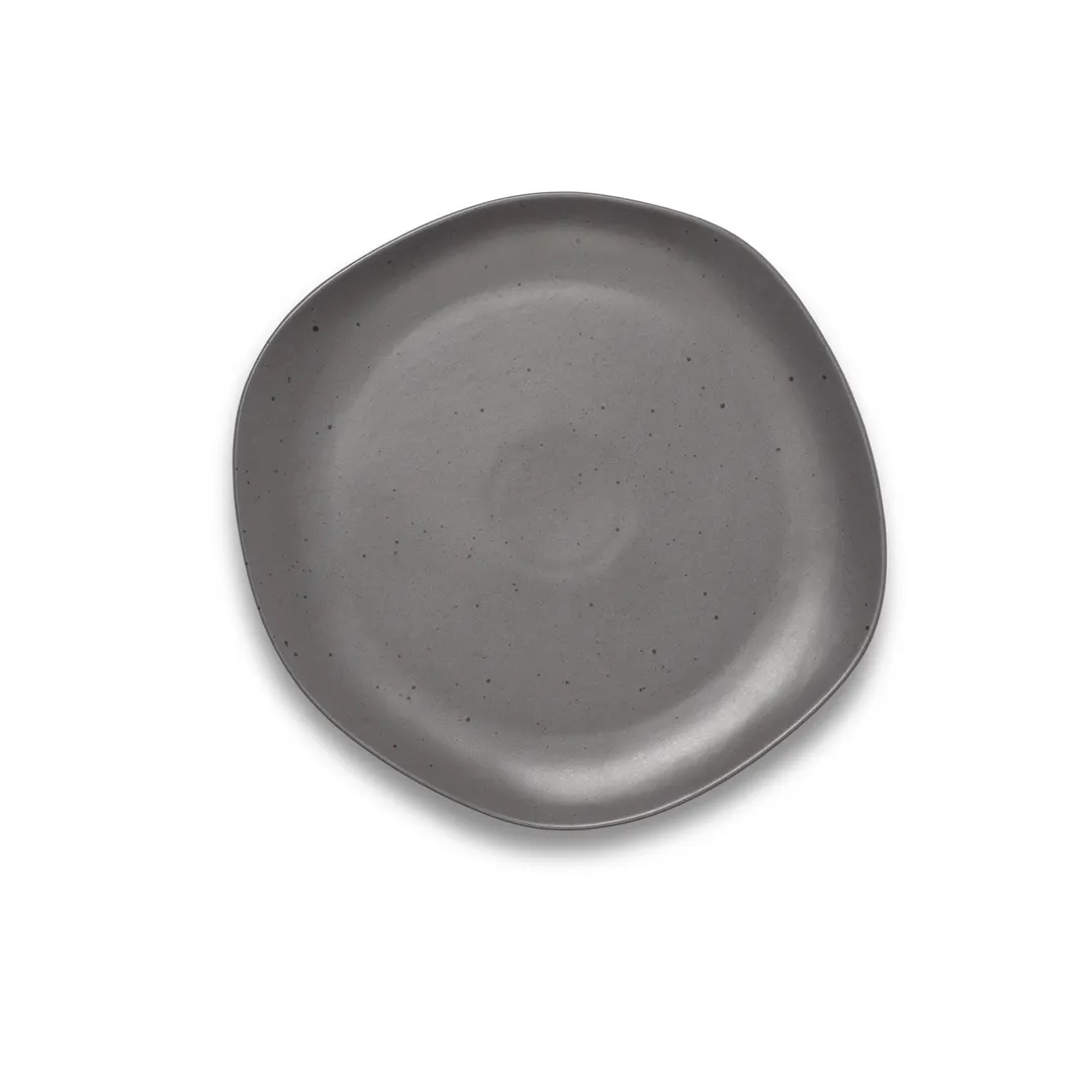 Ariane Porcelain AERARN510011021 Charcoal Gray Dotts 8 1/4" Porcelain China Plate Set - 12/Case
