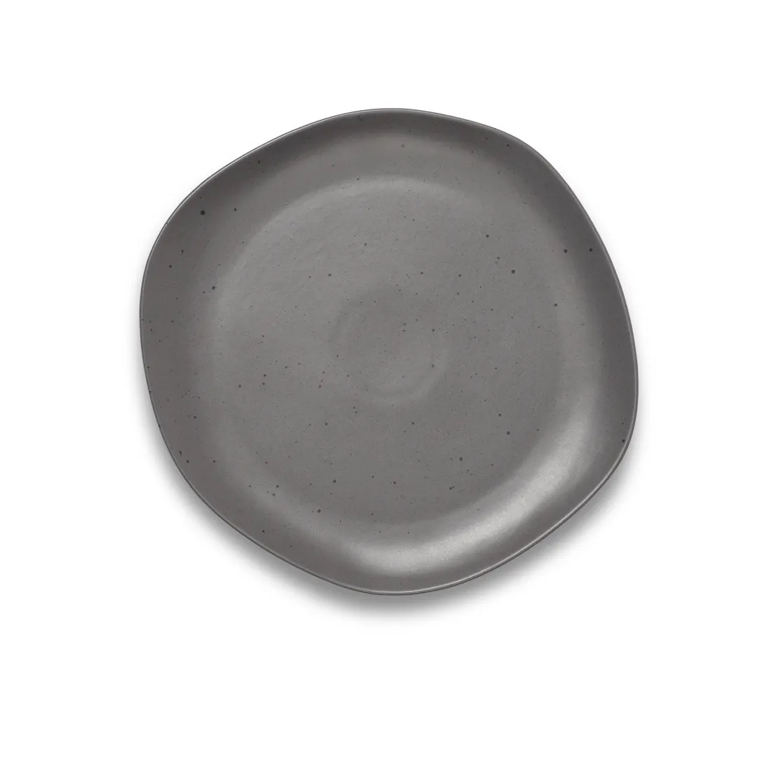 Ariane Porcelain AERARN510011025 China Plate, 9 5/6" (25 Cm), Gray Dotts, Porcelain - 6/Case