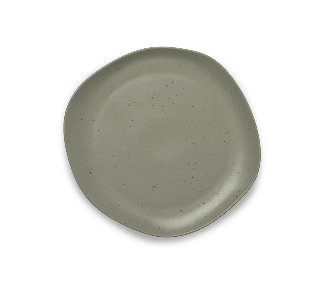 Ariane Porcelain AERARN511011025 Mist Green Dotts Plate, 9 5/6" (25 cm) Porcelain Flat Edge - 6/Case