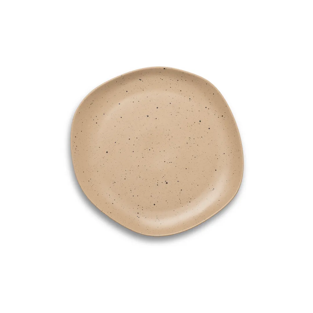 Ariane Porcelain AERARN512011027 China Plate, 10 5/8" Flat, Dark Sand Dotts, Porcelain - 6/Case