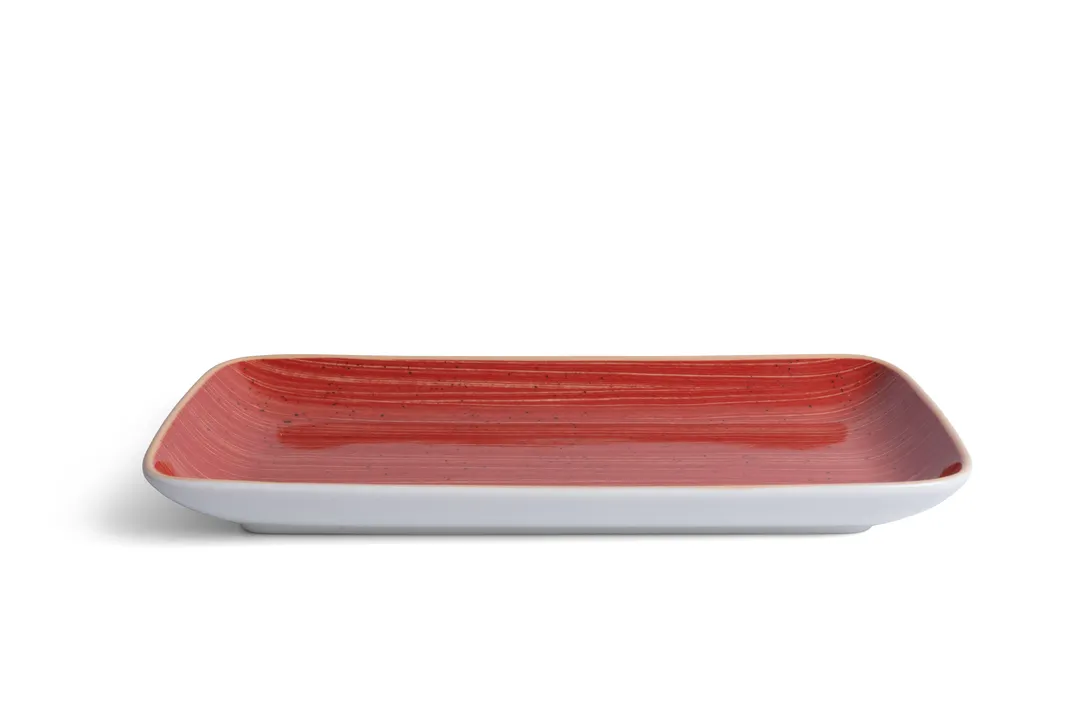 Ariane Porcelain AGNARN204011028- Twister Red Rectangular China Plate 11" x 5 1/2" Porcelain, 6/Case