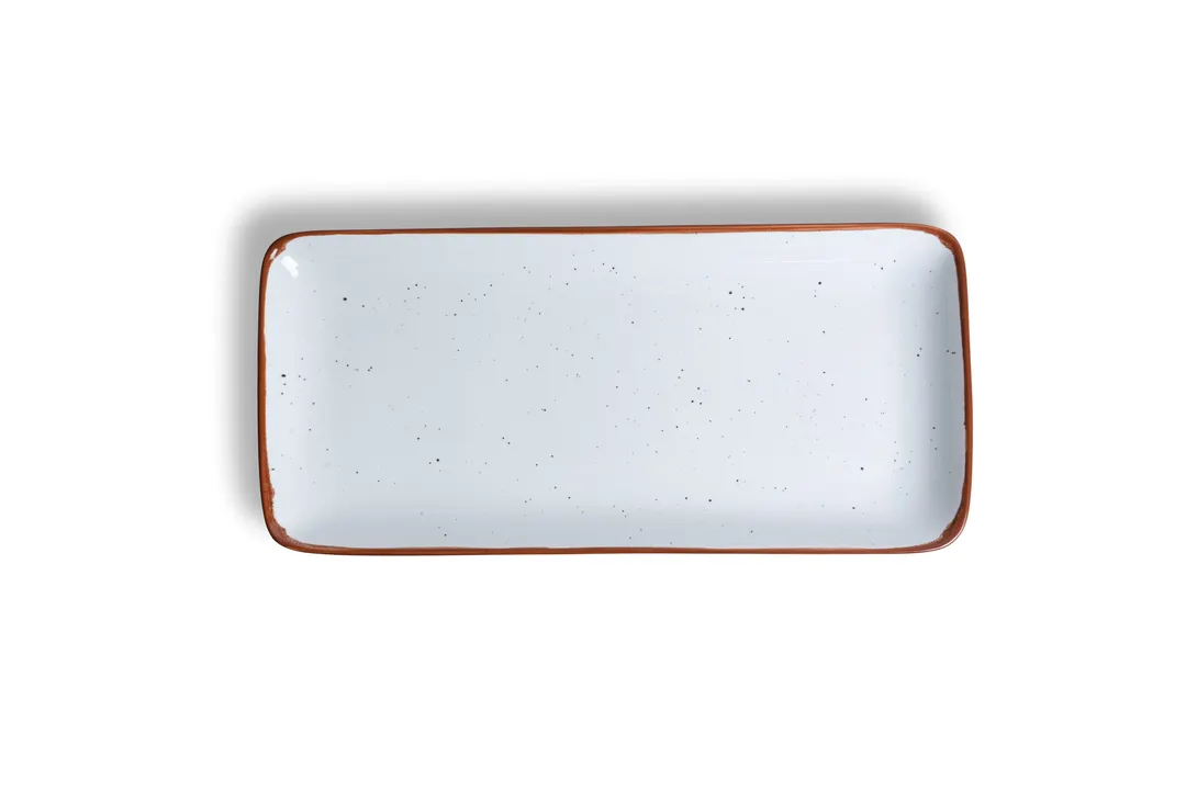 Ariane Porcelain AGNARN205011036 Rectangle China Plate 14 1/6" x 6 1/2" Terra Arena Porcelain - 6/Case