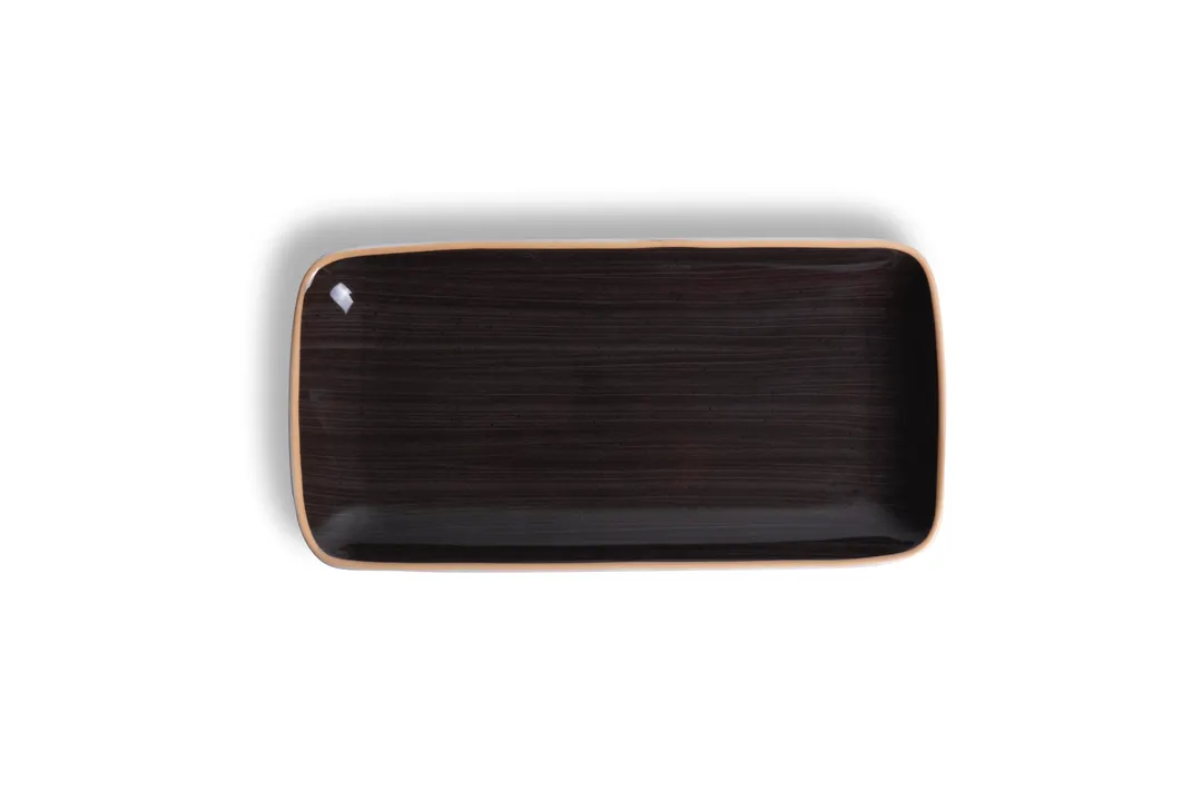 Ariane Porcelain AGNARN263011028 Rectangular Plate, 11" x 5 1/2", Twister Mokka Porcelain - 6/Case