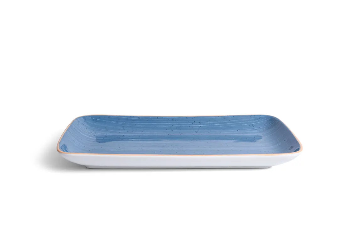 Ariane Porcelain AGNARN264011028 Rectangle Plate, 11" x 5 1/2", Twister Blue, Porcelain - 6/Case