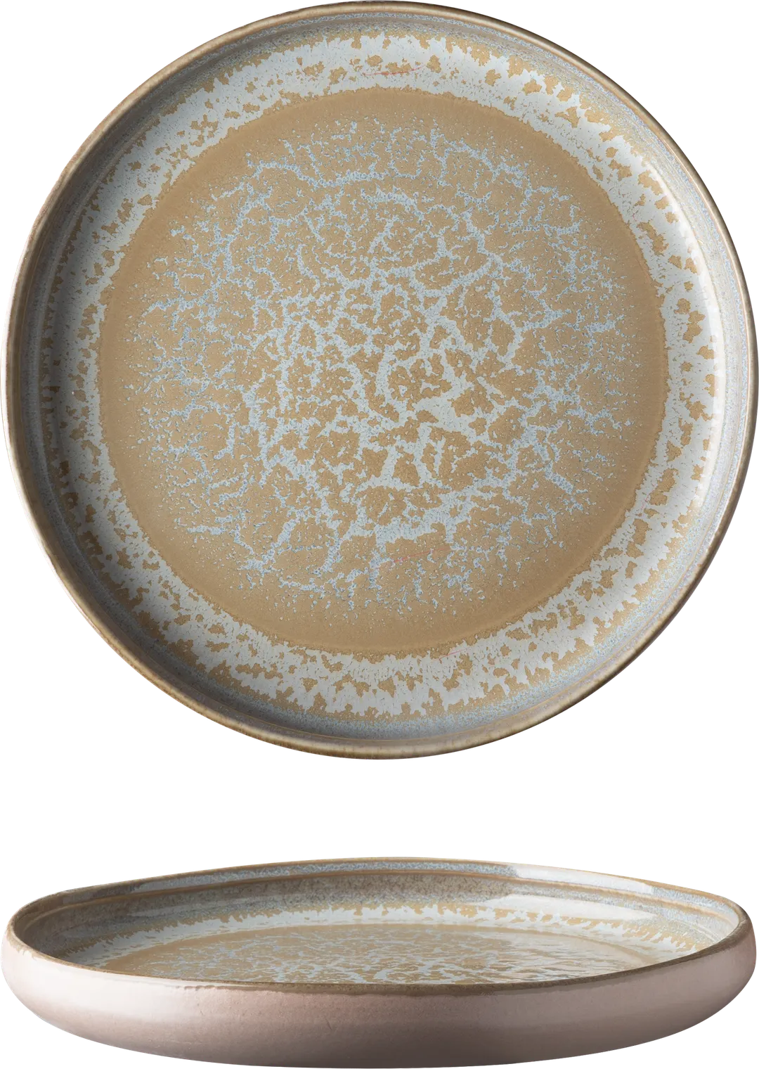 Ariane Porcelain AISARNC98111025 9 5/6" Round China Plate, Mohenjodaro Inside, Sage Outside – 4/Case
