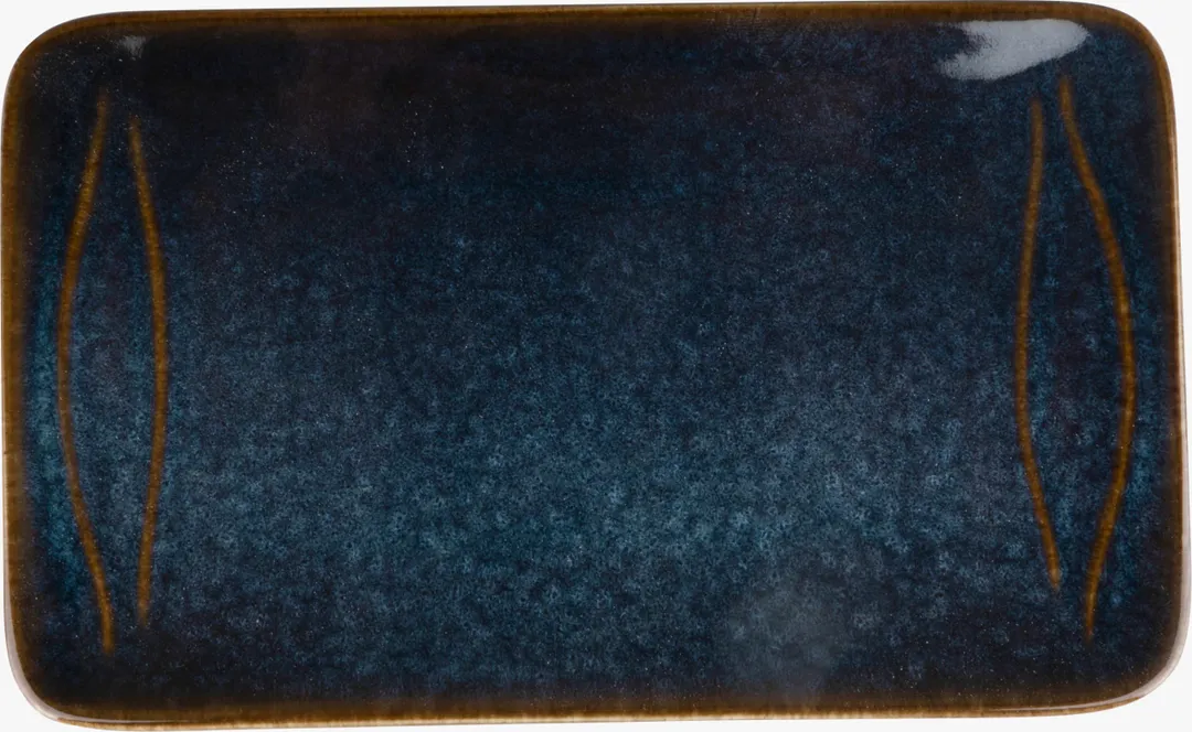 Ariane Porcelain ALPARND53011003 Rect Platter, 12 3/5" x 6", Porcelain, Splash Denim Sage - 6/Case
