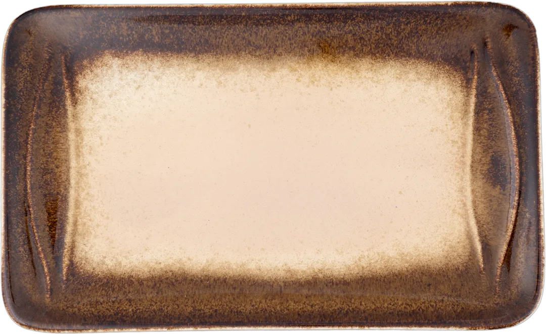 Ariane Porcelain ALPARND63011003 Rectangle Platter 12 3/5" x 6" Porcelain Splash Edge Sahara - 6/Case