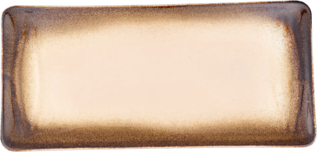 Ariane Porcelain ALPARND63011004 Rectangle Platter 11" x 6" Porcelain Splash Edge Sahara - 6/Case