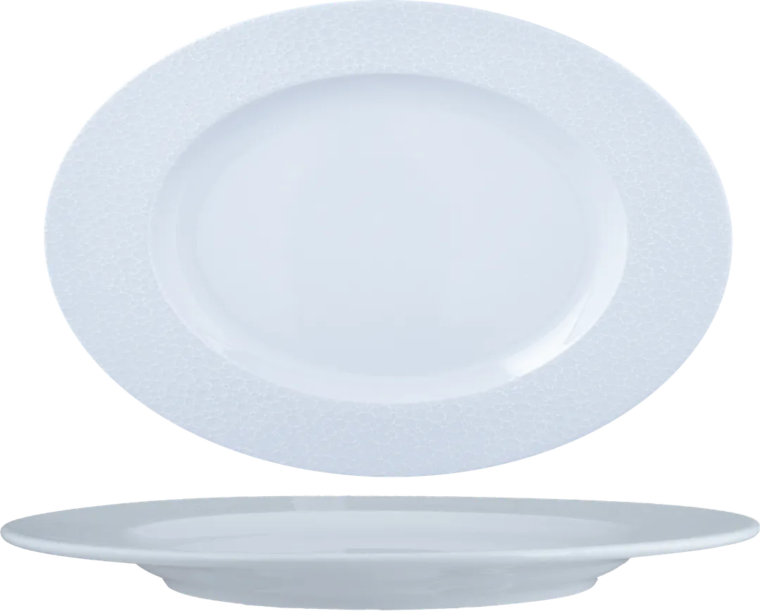 Ariane Porcelain APRARN13B015028 Oval 11" Glacier Mineral Porcelain Platter – 12/Case