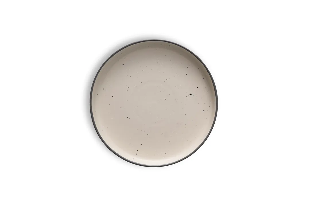 Ariane Porcelain ASEARNA03B11025 Stackable Plate, 9 5/6" Linen Dotts Grey Line, Porcelain – 4/Case