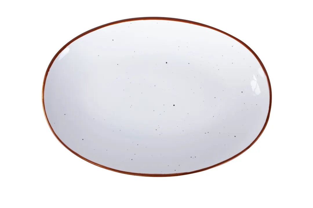 Ariane Porcelain AVCARN205015032 Oval Plate, 12 3/5" (32 Cm), Terra Arena, Coupe Rim - 6/Case