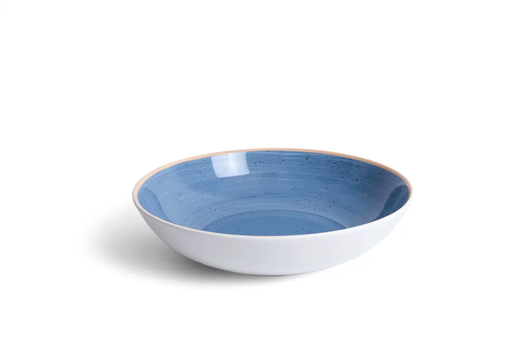 Ariane Porcelain AVCARN264012018 China Plate, 7" Round Deep, Twister Blue, Porcelain - 6/Case