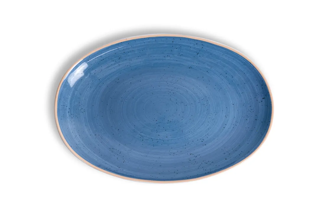 Ariane Porcelain AVCARN264015032 Oval Twister Blue Porcelain China Plate 12.600" Coupe Rim - 6/Case