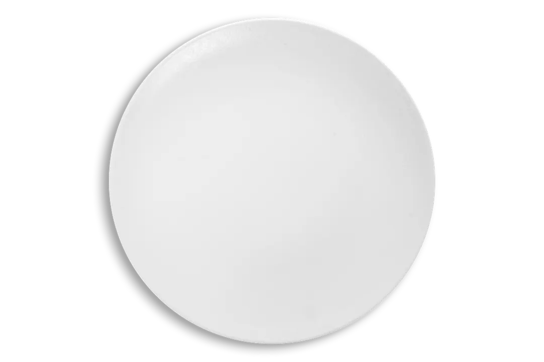 Ariane Porcelain AVCARNA70011024 Round Rimless Plate, 9 4/9" (24 cm), Oxide Pearl White, 6/Case