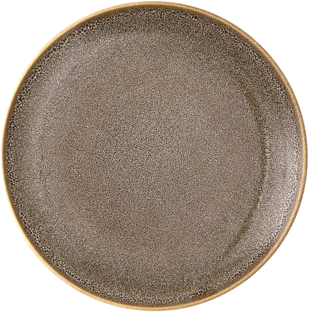 Ariane Porcelain AVCARNC97011024 Rimless Plate, 9 4/9" (24 cm), Light Brown Freckles - 6/Case