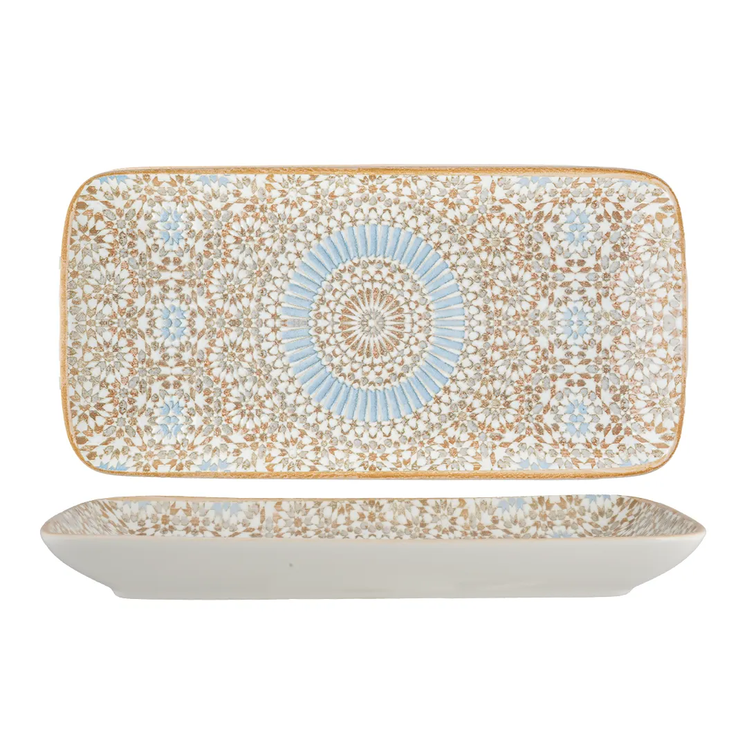 Ariane Porcelain DGNARN05Z011028 Rectangle Plate, 11" x 5 1/2", Porcelain, Tangier, 6/Pcs