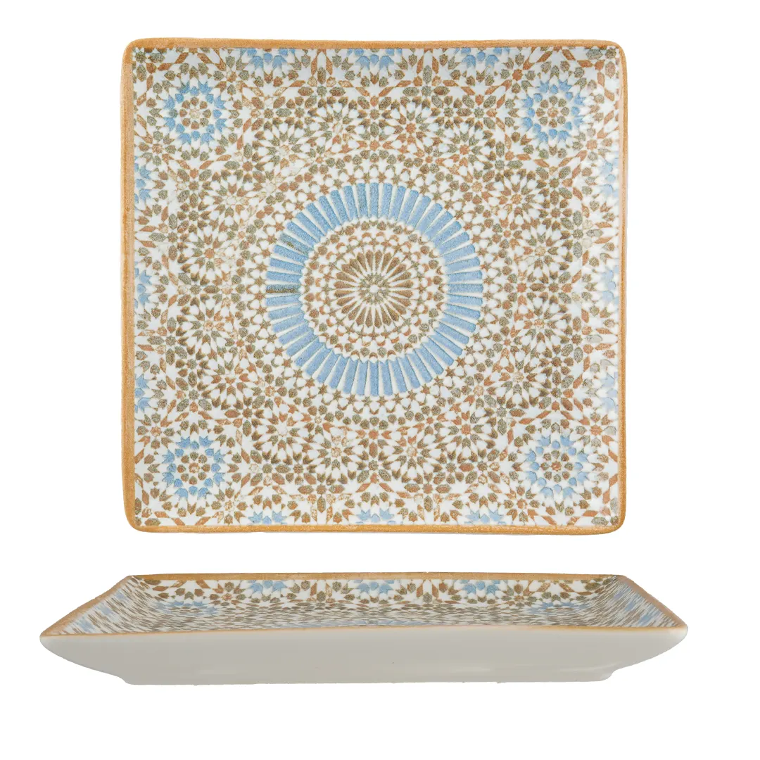 Ariane Porcelain DJSARN05Z011005 Juliet Square Platter, 10 5/8" x 10 5/8", Porcelain, Tangier, 6/Case