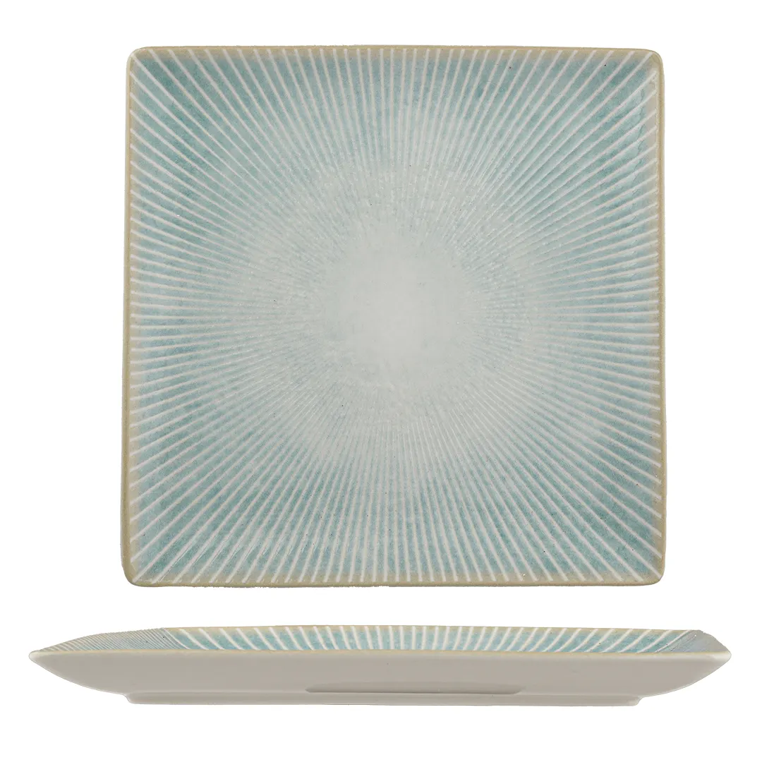 Ariane Porcelain DJSARN09T011005 Square China Platter, 10 5/8" × 10 5/8" (27×27 cm), Aqua – 6/Case