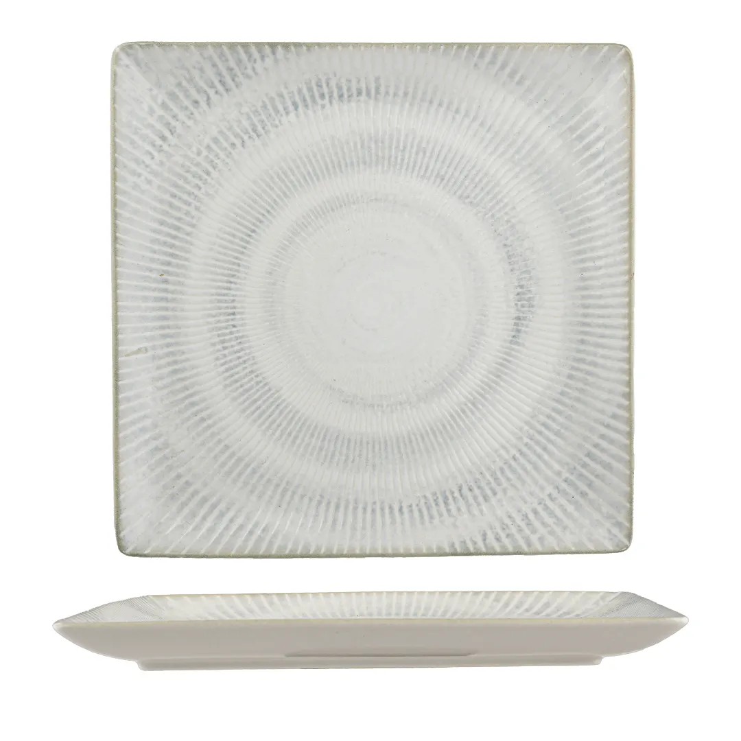 Ariane Porcelain DJSARN09V011001 Square Aqua Shell Porcelain Platter 6 2/7" x 6 2/7" - 12/Case