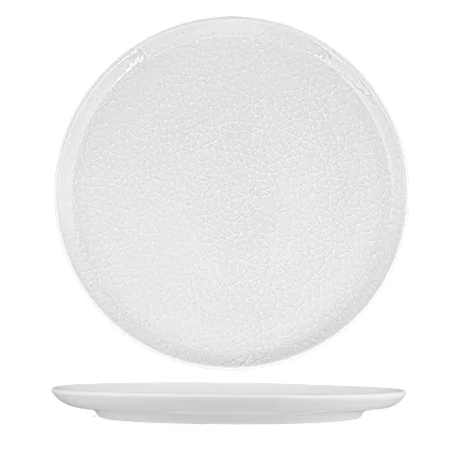 Ariane Porcelain DLGARN11Q011003 8-2/3" Round Crackle Porcelain Plate Coupe Flat Edge - 12/Case