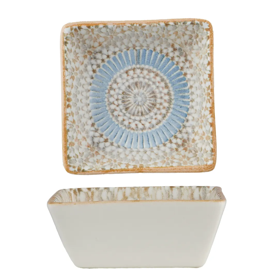 Ariane Porcelain DMNARN05Z101002 Miniature Squire Plate 2 3/4" x 2 3/4" Porcelain Tangier - 18/Case